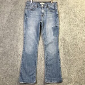 Levis 515 Boot Cut Jeans Women 8 Long Blue Denim Custom Utility Cargo Pocket
